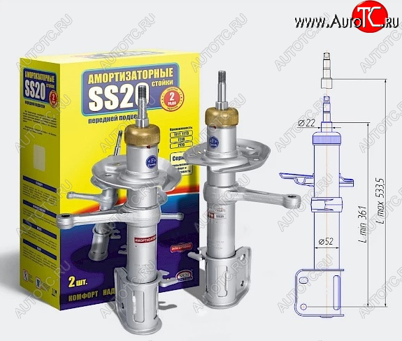 11 499 р. Амортизаторы передние SS20  Лада Приора ( 2172,  21728,  2170,  2171) (2008-2018) хэтчбек дорестайлинг, купе дорестайлинг, купе рестайлинг, седан рестайлинг, универсал рестайлинг, хэтчбек рестайлин (Шоссе - жесткая подвеска для езды на большой скорости)  с доставкой в г. Екатеринбург