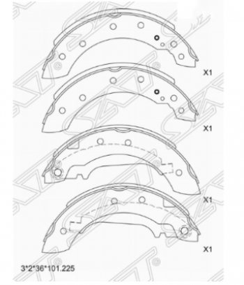 1 199 р. Комплект задних тормозных колодок SAT Renault Logan 1 дорестайлинг (2004-2010)  с доставкой в г. Екатеринбург. Увеличить фотографию 1