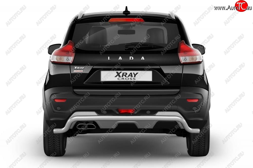 13 499 р. Защита заднего бампера PT GROUP Ø51мм Волна (НПС) LADA XRay Cross 2018-  Лада Веста SW 2181 универсал дорестайлинг (2017-2022) (Нержавеющая полированная сталь)  с доставкой в г. Екатеринбург