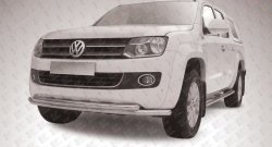 Двойная защита переднего бампера из труб диаметрами по 57 мм Slitkoff Volkswagen Amarok дорестайлинг (2009-2016)