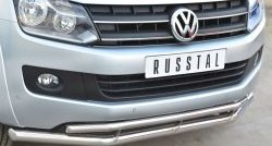 20 599 р. Защита переднего бампера (2 трубыØ63 и 42 мм, нержавейка) SLITKOFF Volkswagen Amarok дорестайлинг (2009-2016)  с доставкой в г. Екатеринбург. Увеличить фотографию 2