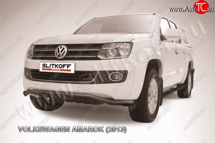 9 499 р. Защита переднего бампер Slitkoff Volkswagen Amarok дорестайлинг (2009-2016) (Цвет: серебристый)  с доставкой в г. Екатеринбург