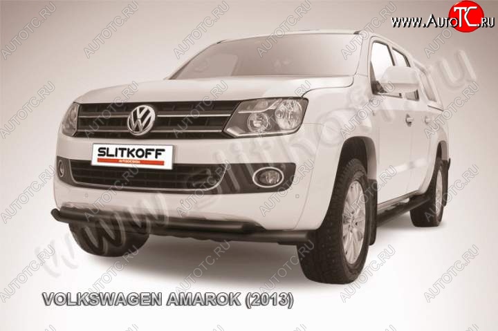 16 299 р. Защита переднего бампер Slitkoff Volkswagen Amarok дорестайлинг (2009-2016) (Цвет: серебристый)  с доставкой в г. Екатеринбург