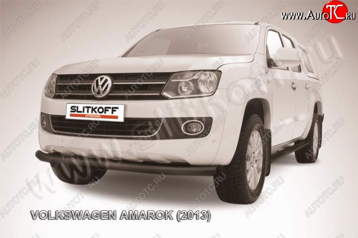 13 299 р. Защита переднего бампер Slitkoff  Volkswagen Amarok (2009-2016) дорестайлинг (Цвет: серебристый)  с доставкой в г. Екатеринбург