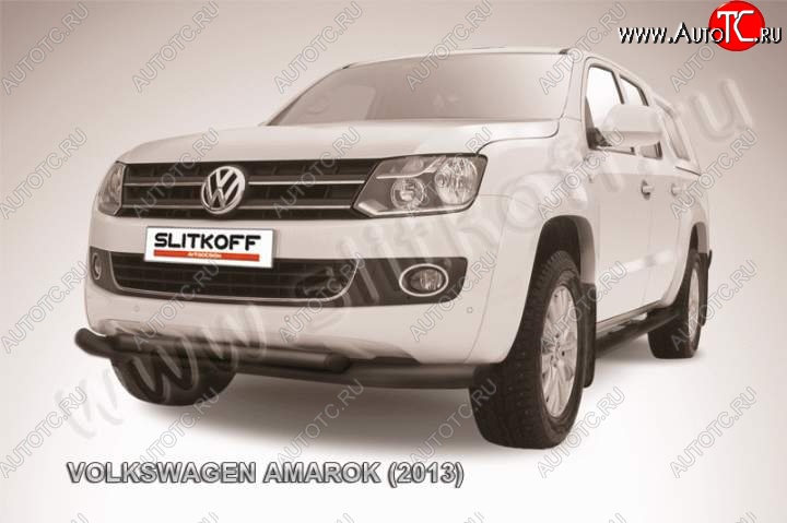 16 899 р. Защита переднего бампер Slitkoff Volkswagen Amarok дорестайлинг (2009-2016) (Цвет: серебристый)  с доставкой в г. Екатеринбург