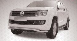 17 699 р. Фигурная защита переднего бампера диаметром 57 мм Slitkoff Volkswagen Amarok дорестайлинг (2009-2016) (Цвет: нержавеющая полированная сталь)  с доставкой в г. Екатеринбург. Увеличить фотографию 1