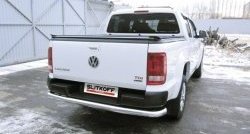 22 499 р. Защита заднего бампера из трубы диаметром 76 мм Slitkoff  Volkswagen Amarok (2016-2022) рестайлинг (Цвет: нержавеющая полированная сталь)  с доставкой в г. Екатеринбург. Увеличить фотографию 1