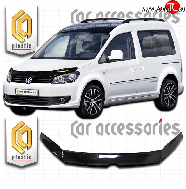 2 159 р. Дефлектор капота (левый руль) CA-Plastic  Volkswagen Caddy  2K (2010-2015) рестайлинг (Classic черный, Без надписи)  с доставкой в г. Екатеринбург