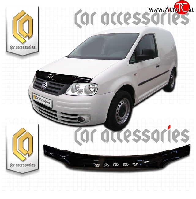 1 839 р. Дефлектор капота CA Plastic  Volkswagen Caddy  2K (2003-2010) дорестайлинг (Classic черный, Без надписи)  с доставкой в г. Екатеринбург