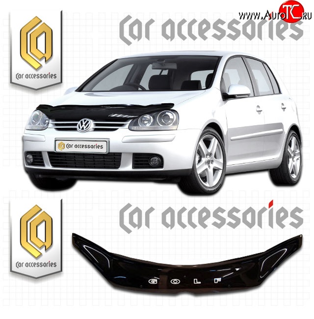 2 159 р. Дефлектор капота CA-Plastic  Volkswagen Golf  5 (2003-2009) универсал, хэтчбэк (Classic черный, Без надписи)  с доставкой в г. Екатеринбург