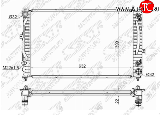 10 249 р. Радиатор SAT (АКПП, 2.5/2.6/2.8)  Audi A4  B5 8D5 универсал (1994-2001), Volkswagen Passat  B5.5 (2000-2005)  с доставкой в г. Екатеринбург