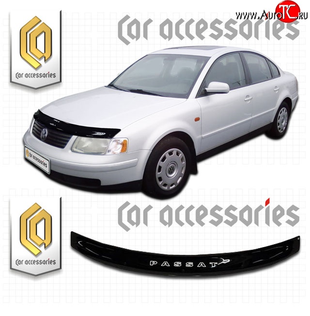 1 999 р. Дефлектор капота CA Plastic  Volkswagen Passat  B5 (1996-2000) седан дорестайлинг, универсал дорестайлинг (Classic черный, Без надписи)  с доставкой в г. Екатеринбург