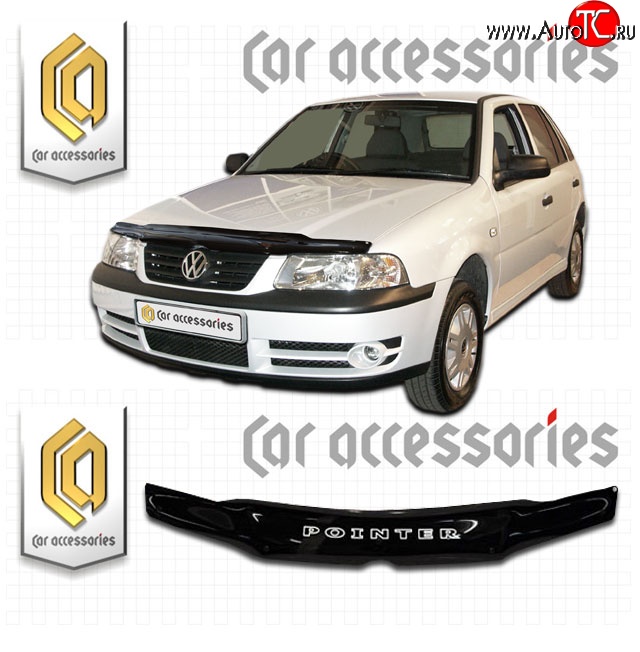 1 999 р. Дефлектор капота CA Plastic  Volkswagen Pointer (2006-2009) (Classic черный, Без надписи)  с доставкой в г. Екатеринбург