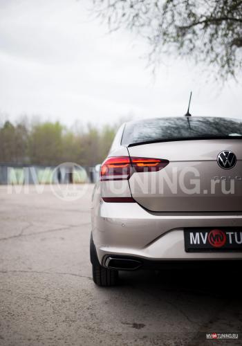 4 999 р. Имитация выхлопа MV-Tuning  Volkswagen Polo  Mk6 (2020-2022) лифтбек (BLACK (чёрный глянец))  с доставкой в г. Екатеринбург. Увеличить фотографию 4