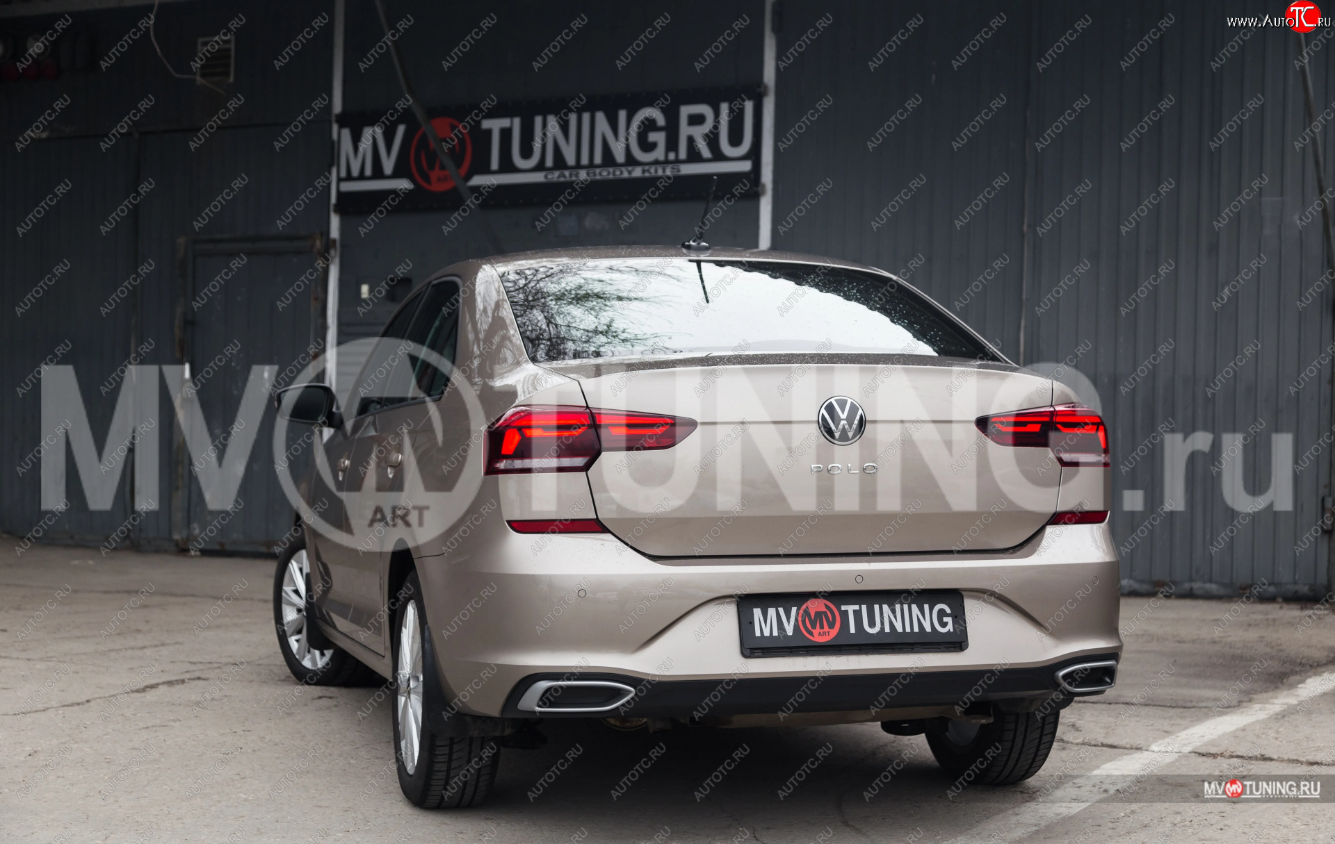 4 999 р. Имитация насадок глушителя MV-Tuning  Volkswagen Polo  Mk6 (2020-2022) лифтбек (SILVER (серебро))  с доставкой в г. Екатеринбург