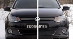 2 059 р. Защитная сетка решетки переднего бампера РА (Highline) Volkswagen Polo 5 хэтчбек дорестайлинг (2009-2015)  с доставкой в г. Екатеринбург. Увеличить фотографию 6