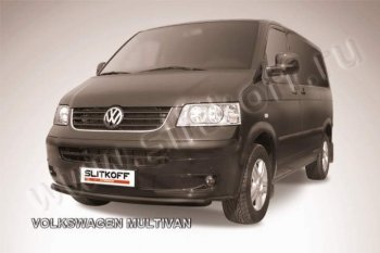 8 999 р. Защита переднего бампер Slitkoff Volkswagen Transporter T5 дорестайлинг (2003-2009) (Цвет: серебристый)  с доставкой в г. Екатеринбург. Увеличить фотографию 1