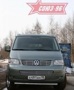 11 249 р. Защита переднего бампера одинарная Souz-96 (d60).  Volkswagen Transporter  T5 (2003-2009) дорестайлинг  с доставкой в г. Екатеринбург. Увеличить фотографию 3