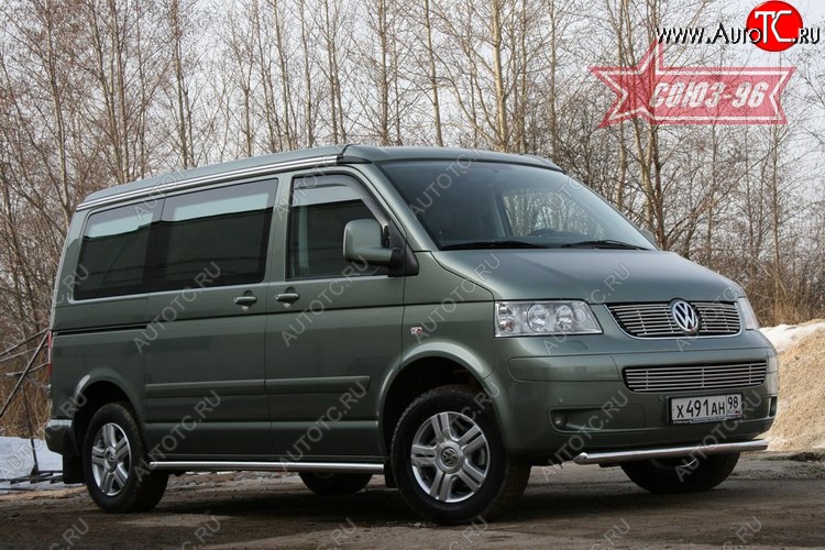 11 249 р. Защита переднего бампера одинарная Souz-96 (d60).  Volkswagen Transporter  T5 (2003-2009) дорестайлинг  с доставкой в г. Екатеринбург