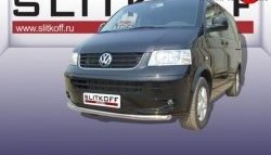 Одинарная защита переднего бампера из трубы диаметром 57 мм Slitkoff Volkswagen Transporter T5 дорестайлинг (2003-2009)