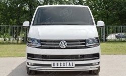 21 699 р. Защита переднего бампера (2 трубыØ42 мм, нержавейка) SLITKOFF Volkswagen Caravelle T6 дорестайлинг (2015-2019)  с доставкой в г. Екатеринбург. Увеличить фотографию 2