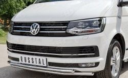 21 699 р. Защита переднего бампера (2 трубыØ42 мм, нержавейка) SLITKOFF Volkswagen Caravelle T6 дорестайлинг (2015-2019)  с доставкой в г. Екатеринбург. Увеличить фотографию 3