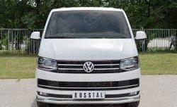 Защита переднего бампера (Ø63 мм, нержавейка) SLITKOFF Volkswagen Caravelle T6 дорестайлинг (2015-2019)