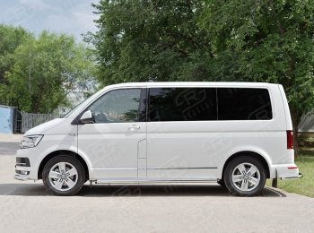 10 999 р. Правая защита порога SLITKOFF из круглой трубы диаметром 63 мм SLITKOFF Volkswagen Caravelle T6 дорестайлинг (2015-2019)  с доставкой в г. Екатеринбург. Увеличить фотографию 2