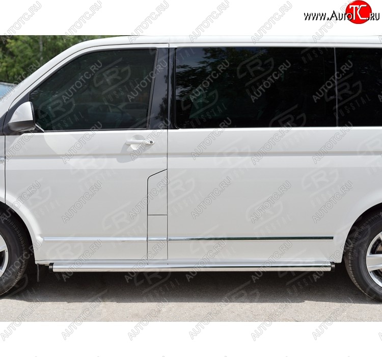 10 999 р. Правая защита порога SLITKOFF из круглой трубы диаметром 63 мм SLITKOFF Volkswagen Caravelle T6 дорестайлинг (2015-2019)  с доставкой в г. Екатеринбург