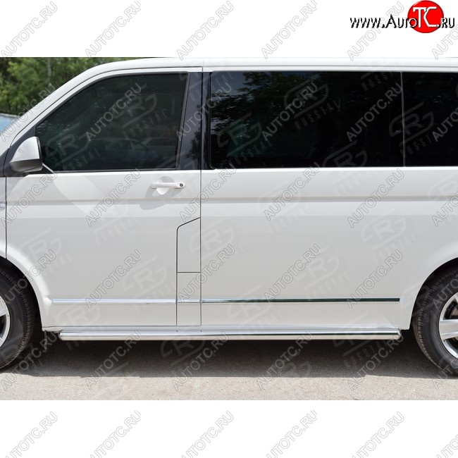 11 749 р. Правая защита порогов SLITKOFF из круглой трубы диаметром 63 мм v3 Volkswagen Caravelle T6 дорестайлинг (2015-2019)  с доставкой в г. Екатеринбург