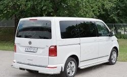 Защита заднего бампера (Ø63 мм уголки, нержавейка, длинная база) Russtal Volkswagen Transporter T6 дорестайлинг (2015-2019)