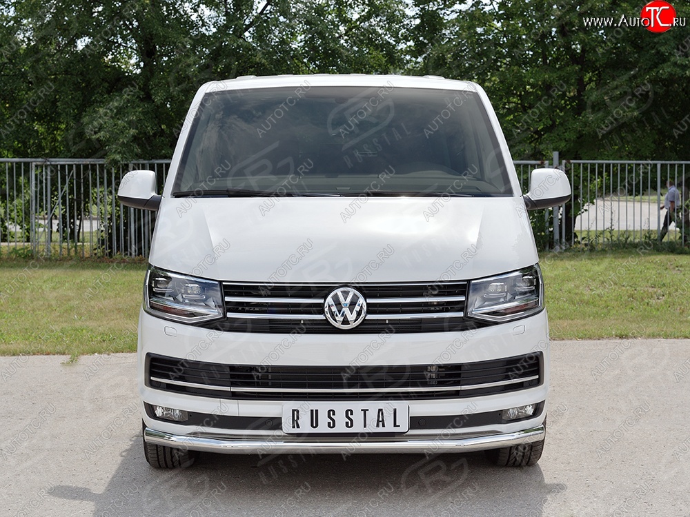 17 499 р. Защита переднего бампера (Ø63 мм, нержавейка, короткая база) SLITKOFF Volkswagen Transporter T6 дорестайлинг (2015-2019)  с доставкой в г. Екатеринбург