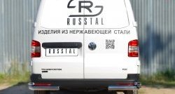 Защита заднего бампера (2 трубы Ø63 и 42 мм уголки, нержавейка) Russtal Volkswagen Transporter T6 дорестайлинг (2015-2019)