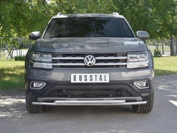 9 349 р. Защита переднего бампера (2 трубы Ø42 мм, нержавейка) Russtal  Volkswagen Teramont  CA1 (2016-2020) дорестайлинг  с доставкой в г. Екатеринбург. Увеличить фотографию 1