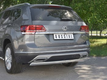 10 649 р. Защита заднего бампера (Ø75х42 мм, нержавейка) Russtal  Volkswagen Teramont  CA1 (2016-2020) дорестайлинг  с доставкой в г. Екатеринбург. Увеличить фотографию 4