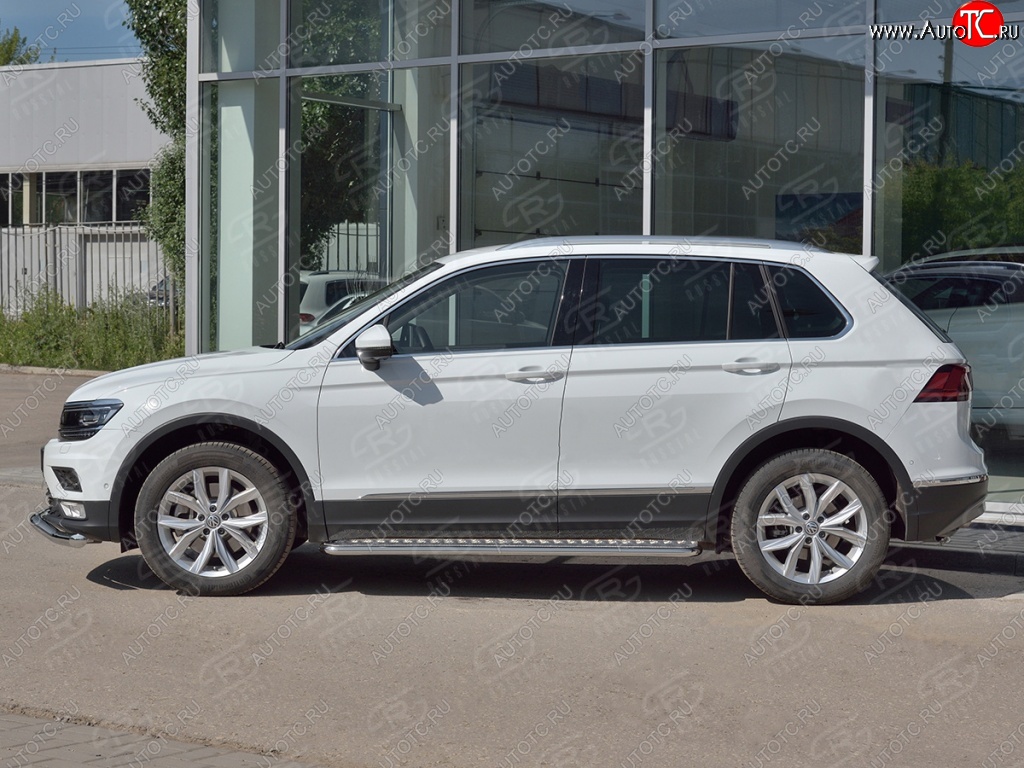 21 449 р. Пороги SLITKOFF труба d42 с листом (v1) Volkswagen Tiguan Mk2 дорестайлинг (2016-2020)  с доставкой в г. Екатеринбург