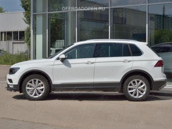 20 749 р. Пороги труба 75х42 овал с проступью Russtal Volkswagen Tiguan Mk2 дорестайлинг (2016-2020)  с доставкой в г. Екатеринбург. Увеличить фотографию 4