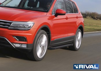 9 499 р. Порожки для ног Rival Volkswagen Tiguan Mk2 рестайлинг (2020-2022) (Чёрные)  с доставкой в г. Екатеринбург. Увеличить фотографию 4