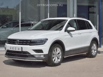 12 499 р. Защита переднего бампера (Ø42 мм, нержавейка, NOT OFF ROAD) Russtal Volkswagen Tiguan Mk2 дорестайлинг (2016-2020)  с доставкой в г. Екатеринбург. Увеличить фотографию 3