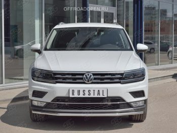 12 499 р. Защита переднего бампера (Ø42 мм, нержавейка, NOT OFF ROAD) Russtal Volkswagen Tiguan Mk2 дорестайлинг (2016-2020)  с доставкой в г. Екатеринбург. Увеличить фотографию 4