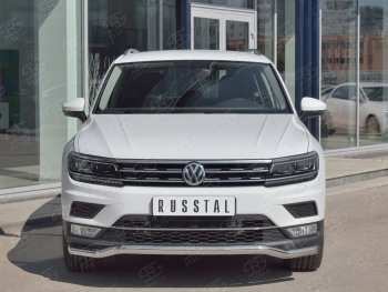 Защита переднего бампера (Ø63 мм волна, нержавейка) Russtal Volkswagen Tiguan Mk2 дорестайлинг (2016-2020)