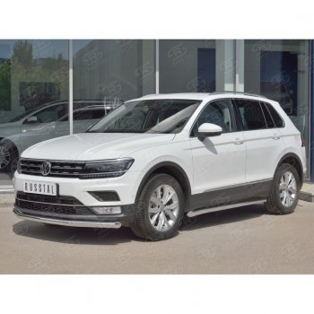 14 599 р. Защита переднего бампера (Ø63 мм, нержавейка, NOT OFF ROAD) Russtal Volkswagen Tiguan Mk2 дорестайлинг (2016-2020)  с доставкой в г. Екатеринбург. Увеличить фотографию 3