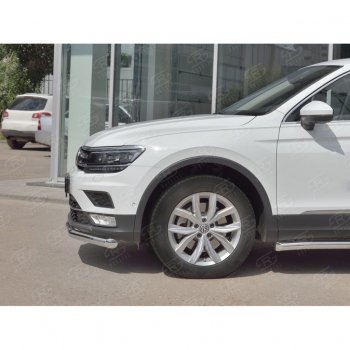 14 599 р. Защита переднего бампера (Ø63 мм, нержавейка, NOT OFF ROAD) Russtal Volkswagen Tiguan Mk2 дорестайлинг (2016-2020)  с доставкой в г. Екатеринбург. Увеличить фотографию 4