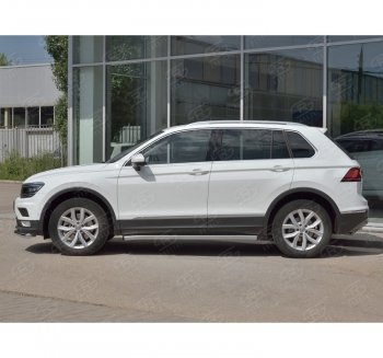 16 349 р.  Защита порогов (Ø63 мм, секции) SLITKOFF Volkswagen Tiguan Mk2 дорестайлинг (2016-2020) (Вариант 2 (пластиковые заглушки))  с доставкой в г. Екатеринбург. Увеличить фотографию 3