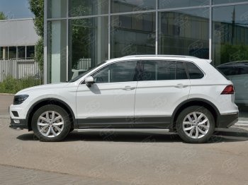 17 399 р. Защита порогов из круглой трубы диаметром 63 мм SLITKOFF v3 Volkswagen Tiguan Mk2 дорестайлинг (2016-2020)  с доставкой в г. Екатеринбург. Увеличить фотографию 3