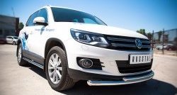 10 249 р. Защита переднего бампера (2 трубыØ63 и 42 мм, нержавейка) Russtal  Volkswagen Tiguan  NF (2011-2017) рестайлинг  с доставкой в г. Екатеринбург. Увеличить фотографию 3