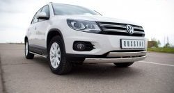 19 999 р. Защита переднего бампера (2 трубыØ75х42 мм, нержавейка) Russtal Volkswagen Tiguan NF рестайлинг (2011-2017)  с доставкой в г. Екатеринбург. Увеличить фотографию 2