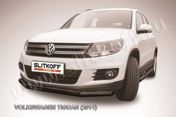 12 949 р. Защита переднего бампер Slitkoff  Volkswagen Tiguan  NF (2011-2017) рестайлинг (Цвет: серебристый)  с доставкой в г. Екатеринбург. Увеличить фотографию 1