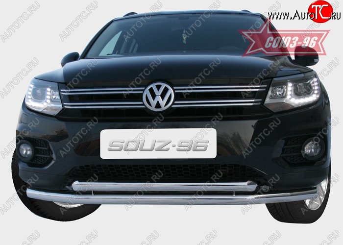 18 584 р. Защита переднего бампера двойная Souz-96 (d60/60) Volkswagen Tiguan NF рестайлинг (2011-2017)  с доставкой в г. Екатеринбург