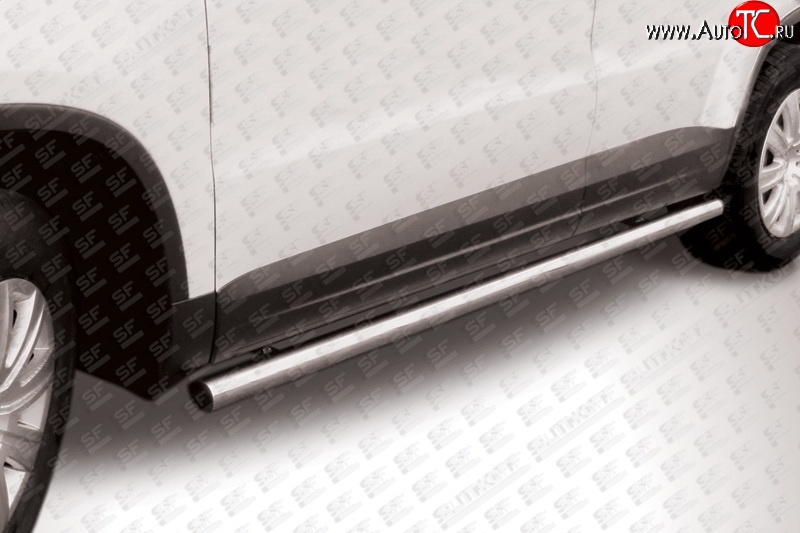 15 649 р. Защита порогов из круглой трубы диаметром 57 мм Slitkoff  Volkswagen Tiguan  NF (2011-2017) рестайлинг (Цвет: нержавеющая полированная сталь)  с доставкой в г. Екатеринбург